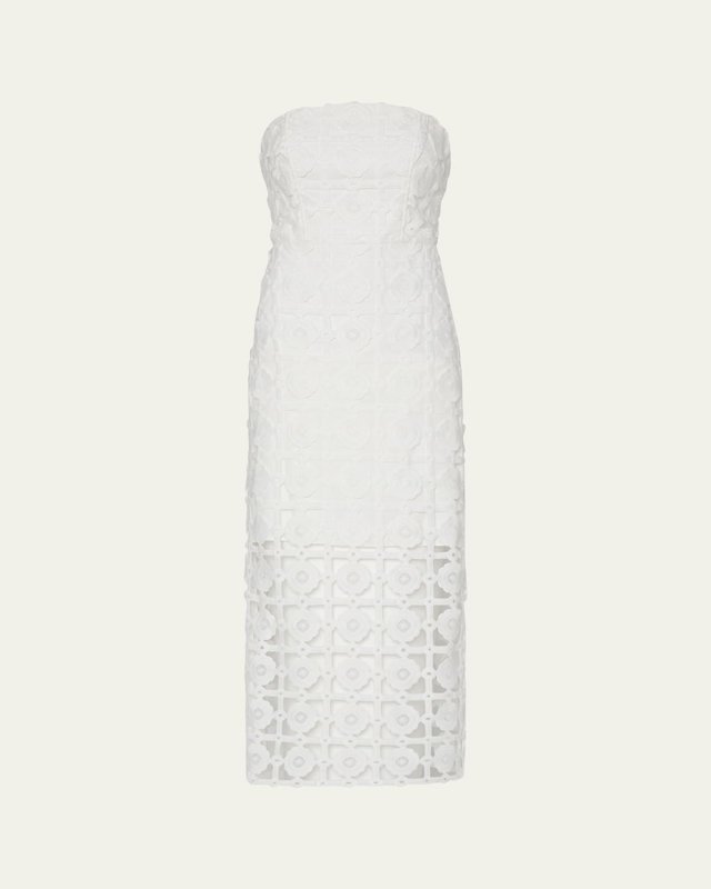 Kait Strapless Tile Lace Midi Dress